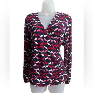 Boden Jersey Wrapped Long Sleeve Blouse Size 8
